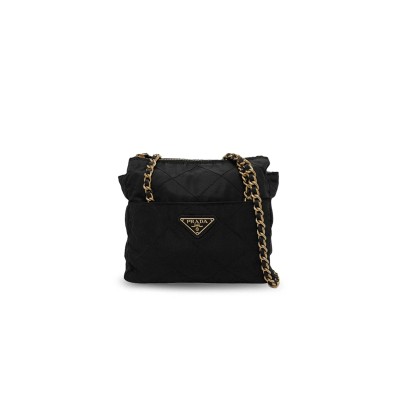 PRADA BLACK NYLON CHAIN CROSSBODY BAG 1BD647 (20.5*19.5*6cm) 